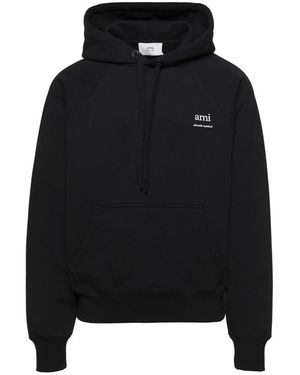 パーカー・フーディ Ami Black Hoodie With Embroidered Logo And Kangaroo Pocket Black Ami De Coeur Boxy Fit Hoodie | AMI PARIS