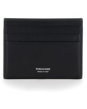 Ferragamo 'Florence' Card Holder With Logo Lettering On The Front - Black