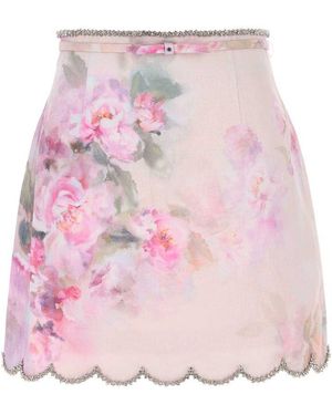 Zimmermann Crush Linen Mini Skirt - Pink