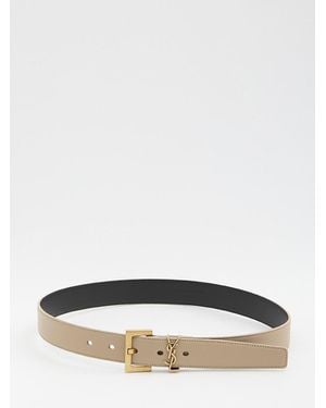 Saint Laurent Cassandre Belt With Square Buckle - Natural
