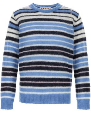 Marni Embroidered Mohair Blend Jumper - Blue