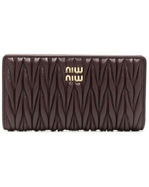 Miu Miu Matelassé Wallet - Brown