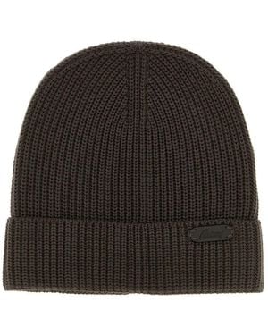 Brioni Ribbed Wool Beanie - Black
