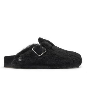 Birkenstock 1774 Shearling Boston Clogs Shoes - Black