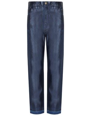 Elisabetta Franchi Oltremare Laminated Baggy Jeans - Blue