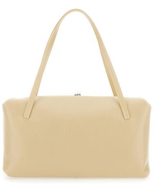 Jil Sander 'Goji Pillow' Shoulder Bag With Clasp Closure And Logo Lettering On The Front - Natural