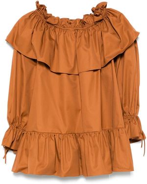 Saint Laurent Ruffled Mini Dress - Orange