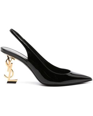 Saint Laurent Opyum Patent Leather Slingback Court Shoes - Black