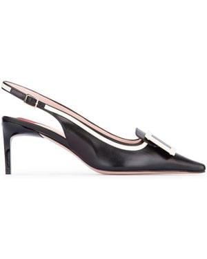 Roger Vivier Viv' Canard Leather Slingback Court Shoes - Black