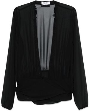 The Attico Blouse With Deep Neckline - Black