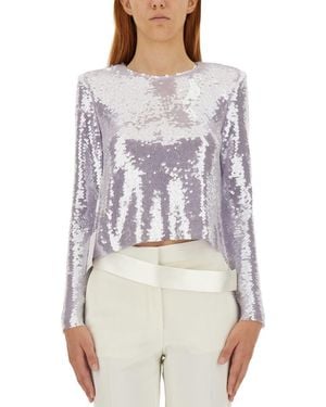 Self-Portrait Sequined Shirt - Grey