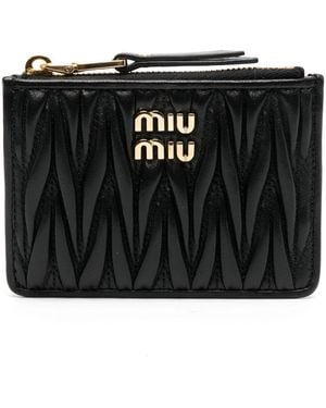 Miu Miu Logo Lettering Wallet - Black