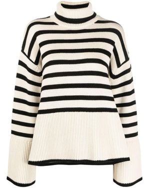 TOTEME Wool Striped Turtle-Neck Jumper - Black