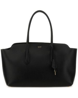 Tom Ford Large Leather Shopping Bag - Black