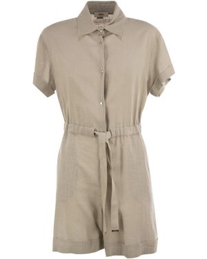 Herno Chemisier Jumpsuit With Drawstring - Natural