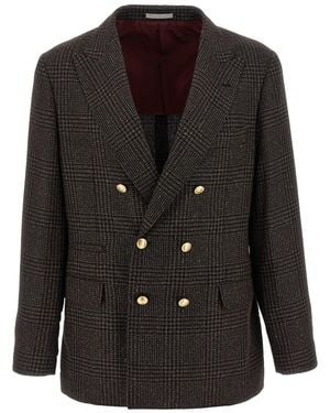 Brunello Cucinelli Prince Of Wales Blazer - Black