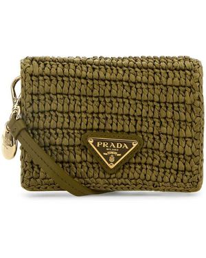 Prada Raffia Card Holder - Green