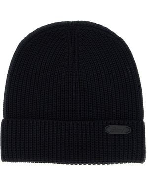 Brioni Ribbed Wool Beanie - Black