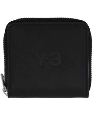 Y-3 Zip-Around Leather Wallet Accessories - Black