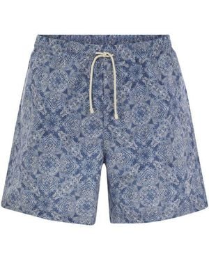 Brunello Cucinelli Beach Swimsuit With Paisley Design - Blue