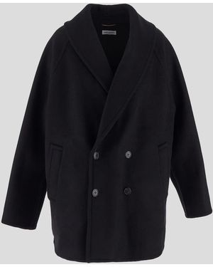 Saint Laurent Double-Breasted Coat - Blue