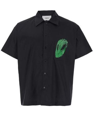 Coperni Shirt With Classic Collar And Print On The Front - Black