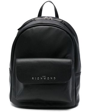 John Richmond Faux Leather Backpack With Logo - Black