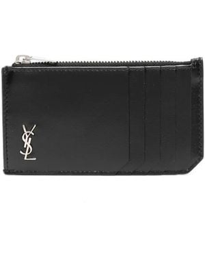 Saint Laurent Monogram-Plaque Cardholder - Black