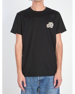 Moncler T-Shirt With Double Logo Patches - Black