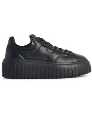 Hogan 'H-Stripes' Leather Trainers - Black