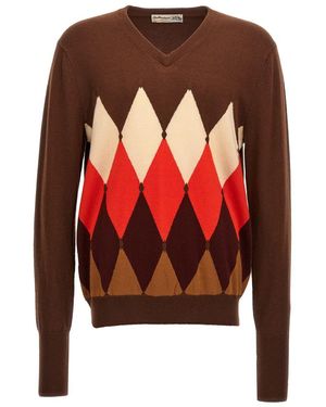 Ballantyne 'Argyle' Jumper - Red