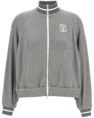 Brunello Cucinelli Logo Zipped Sweatshirt - Grey