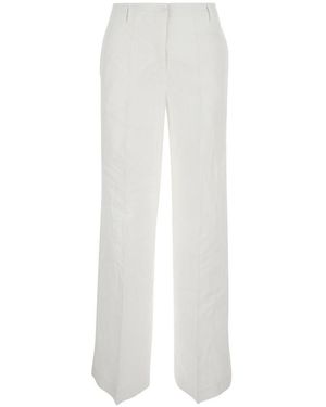 Plain Pants With Wide Leg - White