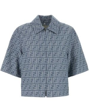 Fendi Ff Denim Jacket - Blue