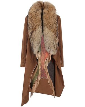 Bazar Deluxe Fur Neck Cotton Parka Coat - Brown