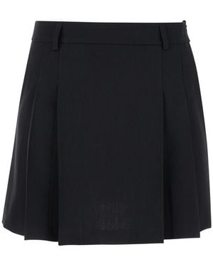 Plain Pleated Miniskirt - Black