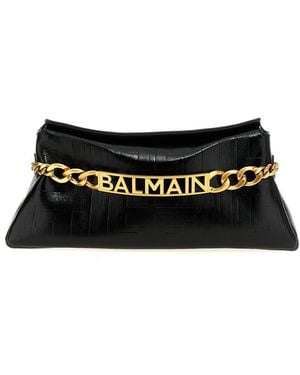 Balmain '1945' Shoulder Bag With Logo Plaque On The Front - Black