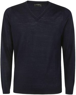 Ballantyne V Neck Slim Fit Pullover - Blue