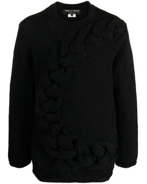 Homme by Michele Rossi Cable-Knit Crewneck Jumper - Black