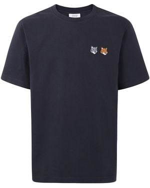 Maison Kitsuné "Double Bold Fox" Head Comfort Tee-Shirt - Blue