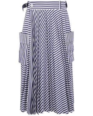 Sacai Cotton Poplin Skirt - Blue