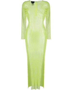 Santa Brands Rhinestones Embellished Long Dress - Green