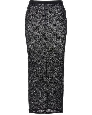 Alessandra Rich Rhinestone Lace Midi Skirt - Grey