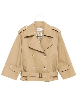 Self-Portrait Trench Jacket - Natural