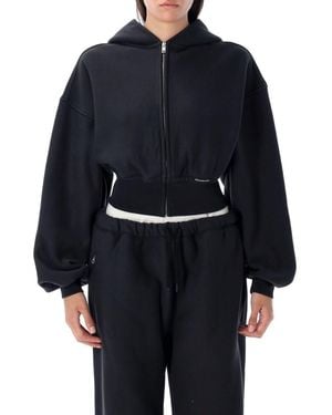 T By Alexander Wang Cropped Zip-Up Hoodie - Blue