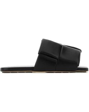 Bottega Veneta Nappa Leather Flat Patch Mules - Black