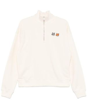 Maison Kitsuné Double Bold Fox Head Cotton Sweatshirt - White