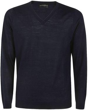 Ballantyne V Neck Slim Fit Pullover - Blue