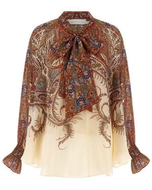 Zimmermann 'Rhiannon Tie Neck' Blouse - Brown