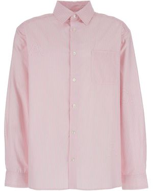 A.P.C. Shirt With Classic Collar And All-Over Striped Motif - Pink